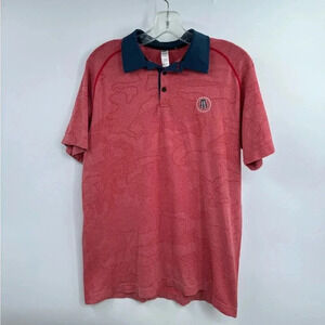 Barstool Sports UNRL Short Sleeve Polo Golf Shirt Red Camo Mens S Performance
